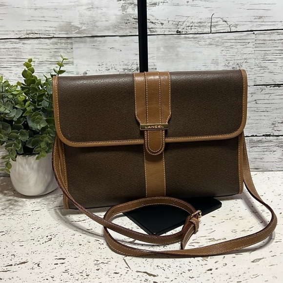 lancel Handbags - Lancel Brown Leather Vintage Shoulder Crossbody  Clutch Bag